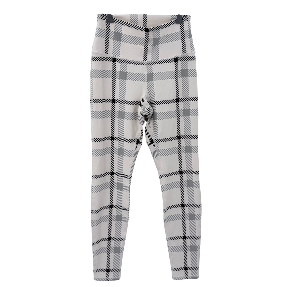 Alo Yoga Airlift High Waist Magnified Plaid Leggings White Black Grey Size M